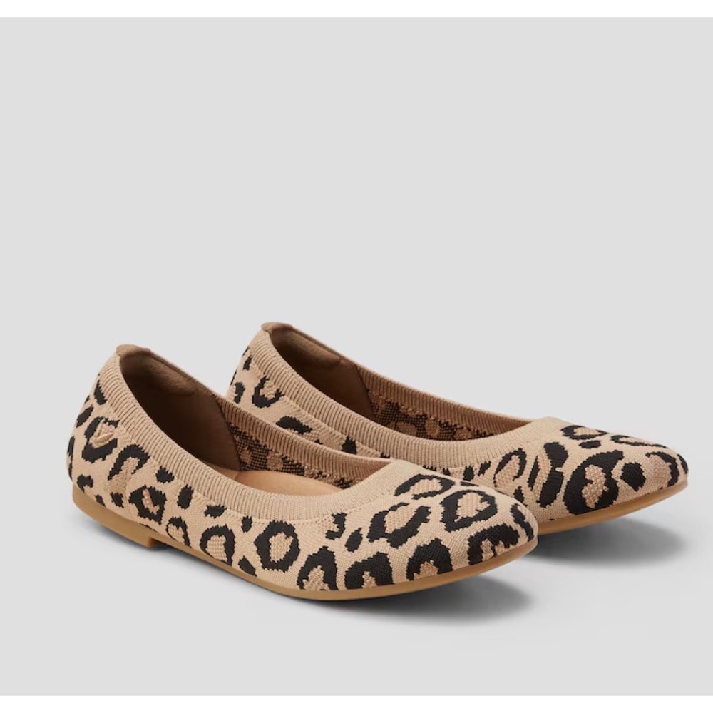 VIVAIA Claire Dark Leopard Knit Round Toe Ballet Flats Size 37 US 6.5